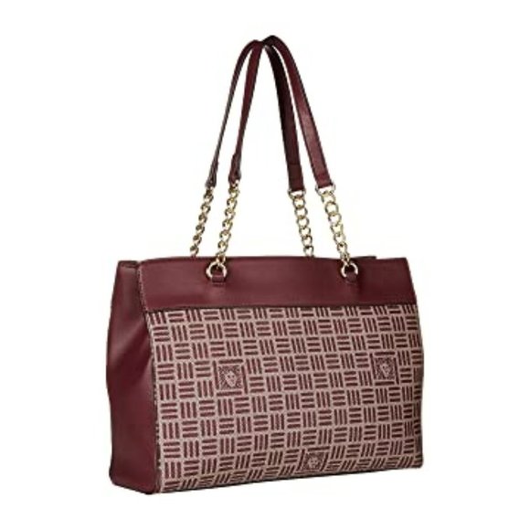 Anne Klein Womens Lion Logo Chain Tote Triple Compartment - Picture 2 of 6